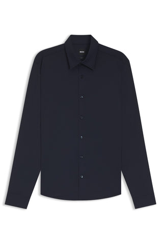 Camisa BOSS de Vestir con estampado sutil Slim Fit y Stretch en punto técnico