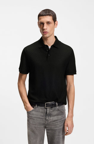 Polo Shirt BOSS de Algodón Jacquard de Monograma Regular Fit