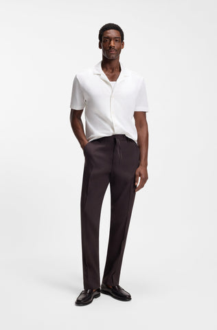 Camisa BOSS de Lino y Algodón con Cuello Resort - Blanca