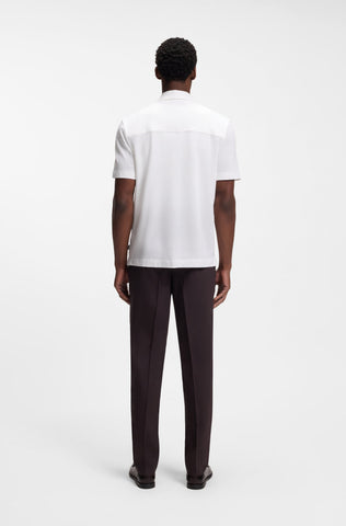 Camisa BOSS de Lino y Algodón con Cuello Resort - Blanca