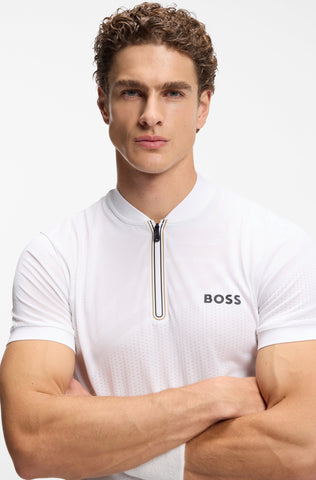 Polo BOSS Golf para Hombre con Cremallera - Blanco