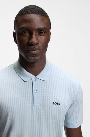 Polo BOSS Green PL_GOC Birdie 3 Regular Fit con Estampado Geométrico -  Azul