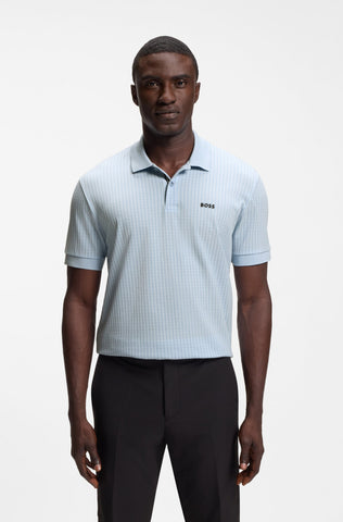 Polo BOSS Green PL_GOC Birdie 3 Regular Fit con Estampado Geométrico -  Azul