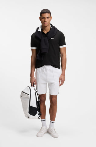 Polo BOSS Green de Algodón Piqué con Cuello en Contraste - Negro