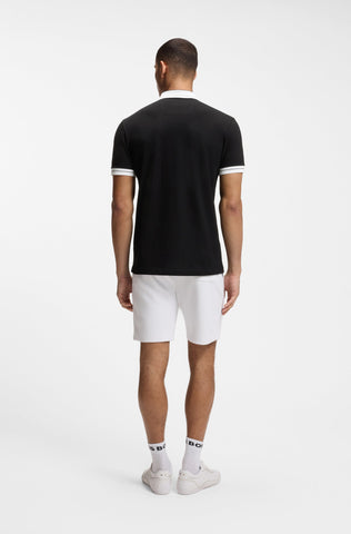 Polo BOSS Green de Algodón Piqué con Cuello en Contraste - Negro