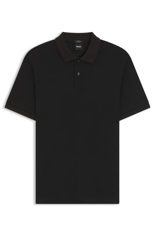 Polo BOSS H-Phillipson 238 Hombre Negro en Algodón Mercerizado Slim Fit