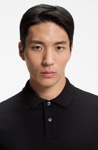 Polo BOSS H-Phillipson 238 Hombre Negro en Algodón Mercerizado Slim Fit