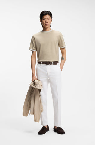 T Shirt BOSS Mercerizado Regular Fit con Detalles en Contraste - Beige