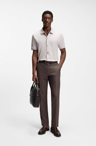 Polo BOSS Regular Fit de Algodón con Textura Bubble - Beige Claro