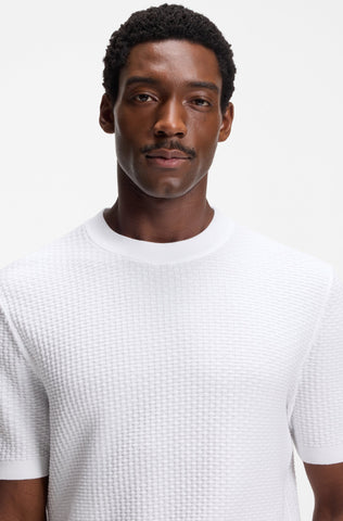 Camiseta de Punto BOSS Nilton Hombre en Algodón Blanco