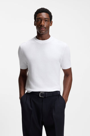 Camiseta de Punto BOSS Nilton Hombre en Algodón Blanco