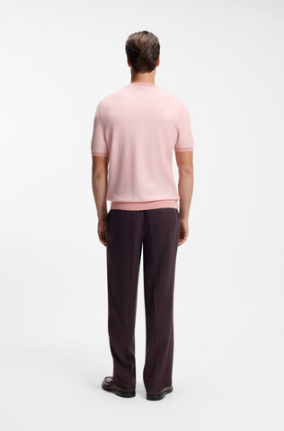 Sweater de Punto BOSS Regular Fit de Algodón y Lyocell con Rayas - Rosa