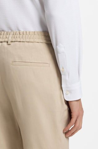 Camisa BOSS Hombre Slim Fit Texturizada Blanca en Algodón Stretch