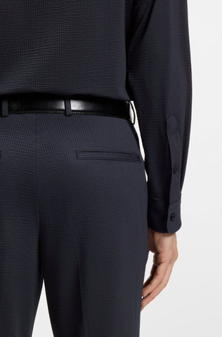Camisa BOSS Hombre Slim Fit Texturizada Blanca en Algodón Stretch