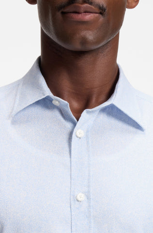 Camisa BOSS Slim Fit de Lino Elástico  Manga Corta - Azul Claro