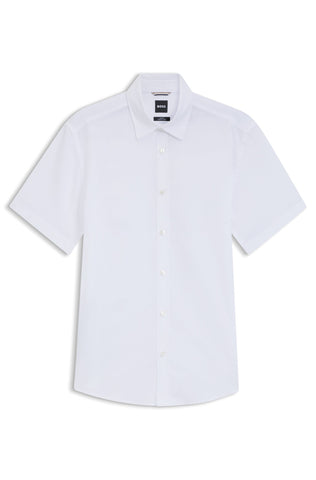 Camisa BOSS Slim Fit en Lino Elástico - Blanco