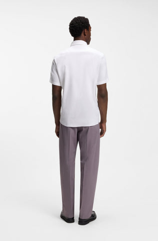 Camisa BOSS Slim Fit en Lino Elástico - Blanco