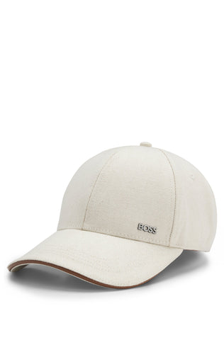 Gorra BOSS de algodón con ribete de cuero