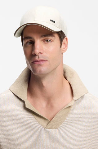 Gorra BOSS de algodón con ribete de cuero