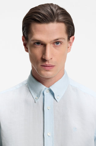 Camisa BOSS H-Liam-BD-E-C1 de Lino – Celeste