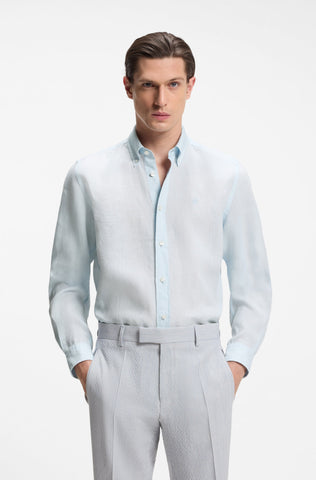 Camisa BOSS H-Liam-BD-E-C1 de Lino – Celeste