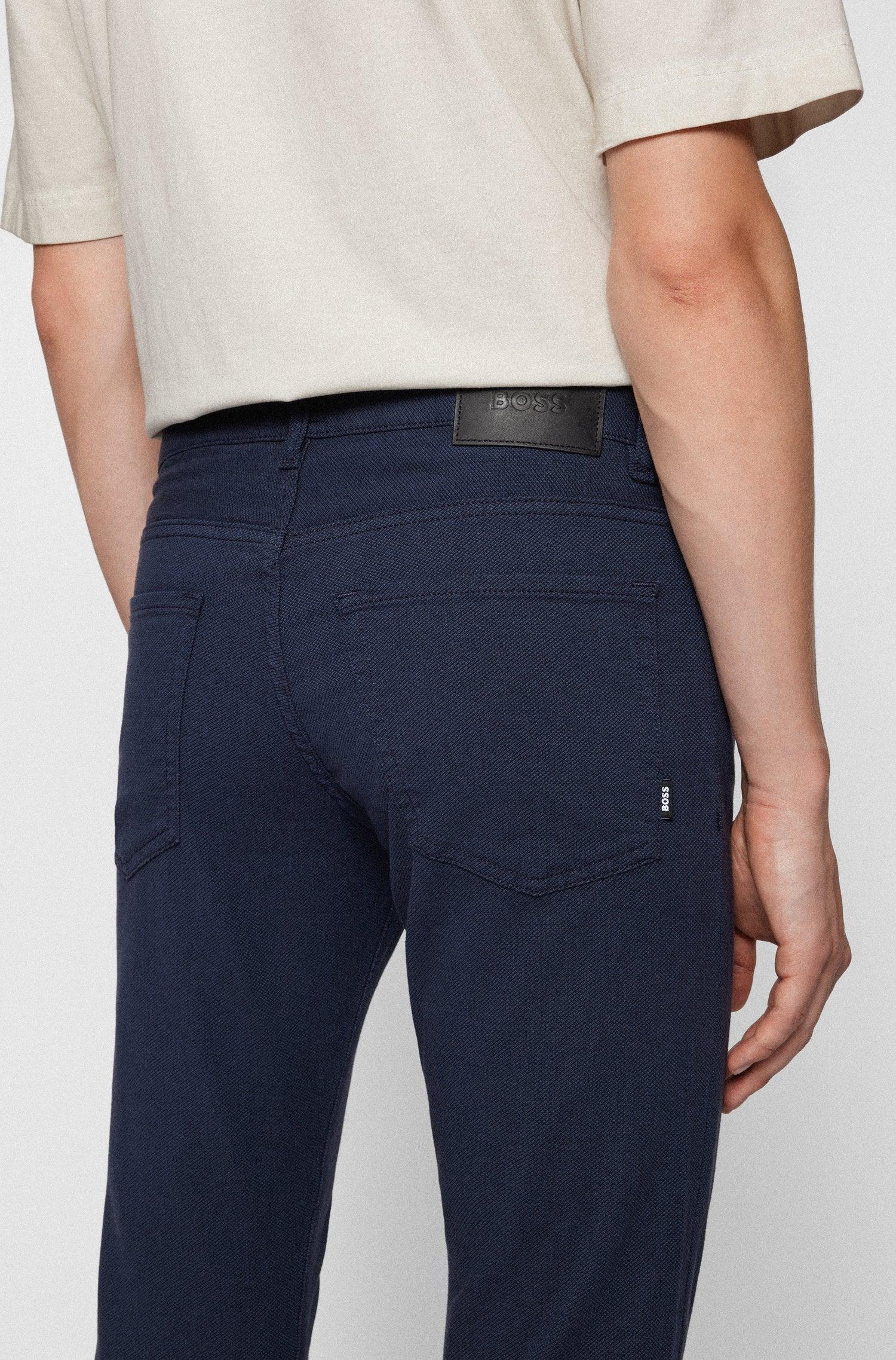 Jeans Casual Boss Slim Fit En Micro Estructuras Con Strech Navy - tiendadicons.com