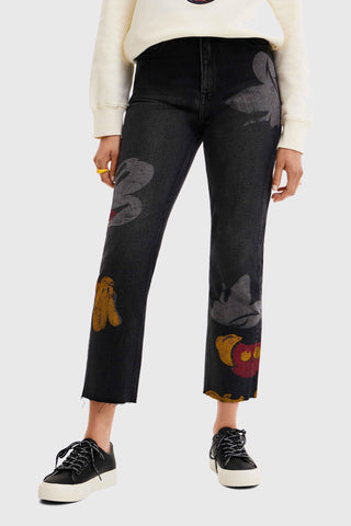 Jeans Vaqueros Straight cropped Mickey Mouse x Desigual - tiendadicons.com
