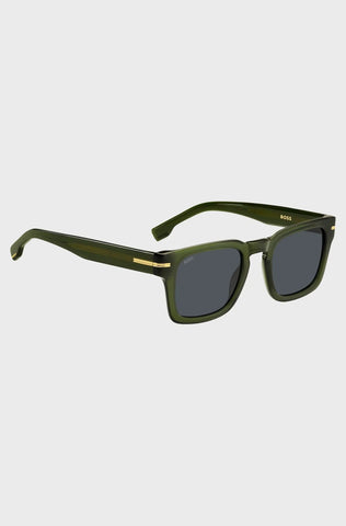 Gafas De Sol Boss Para Hombre De Acetato Verde Con Detalles Dorados