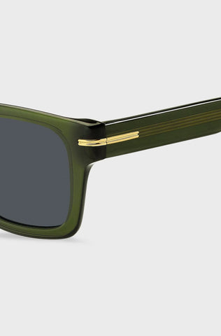 Gafas De Sol Boss Para Hombre De Acetato Verde Con Detalles Dorados