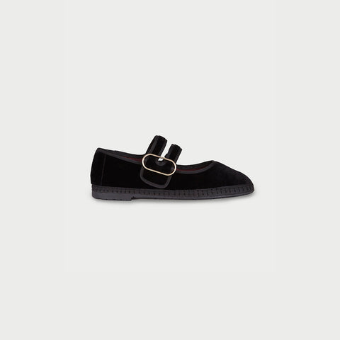 Merceditas Flabelus Matilda de Terciopelo con Doble Tira – Negro – vista 1