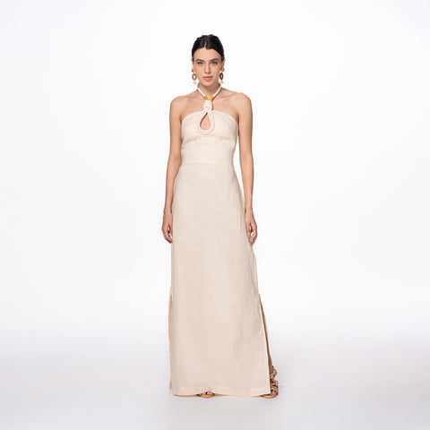 Vestido Simona Maxi Palmito 100% Lino