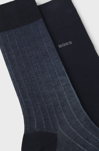 Pack de 2 Medias BOSS 2P RS Rib Steve MC – Azul Oscuro