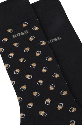 Pack de 2 Medias BOSS 2P RS Minipattern CC de Algodón – Negro