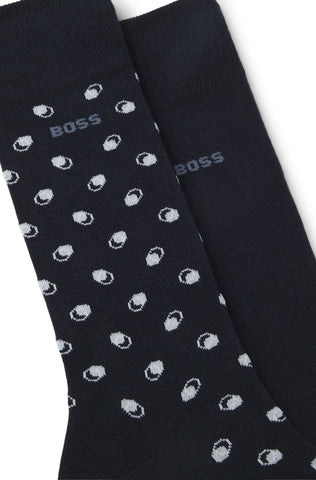 Pack de 2 Medias BOSS Minipattern de Algodón – Azul Marino