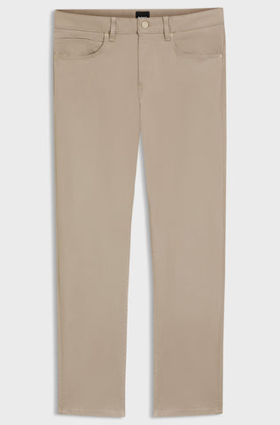 Pantalón BOSS P-Delaware5 Slim Fit de Sarga Stretch – Marrón Claro