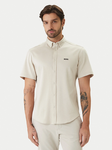 Camisa BOSS Slim Fit de Algodón Piqué - Beige