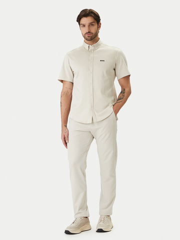 Camisa BOSS Slim Fit de Algodón Piqué - Beige