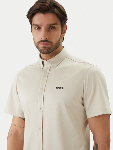 Camisa BOSS Slim Fit de Algodón Piqué - Beige