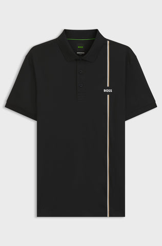 Polo BOSS PL_TOC Game 3 Quick-Dry con Signature Stripe – Negro