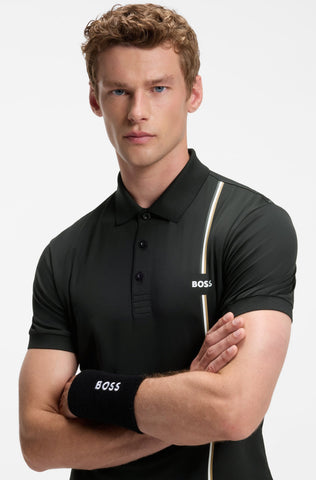 Polo BOSS PL_TOC Game 3 Quick-Dry con Signature Stripe – Negro