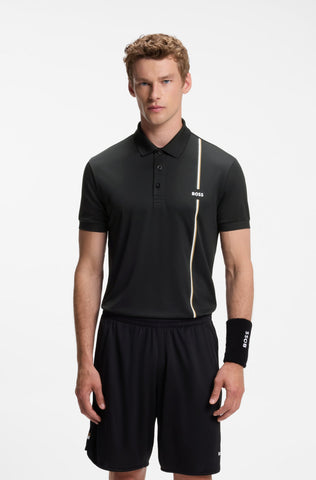 Polo BOSS PL_TOC Game 3 Quick-Dry con Signature Stripe – Negro