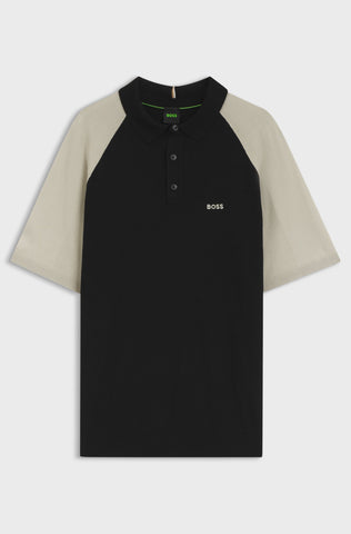 Polo BOSS KN_GOC Swing PS de Punto Color Block – Negro