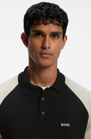 Polo BOSS KN_GOC Swing PS de Punto Color Block – Negro