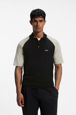 Polo BOSS KN_GOC Swing PS de Punto Color Block – Negro