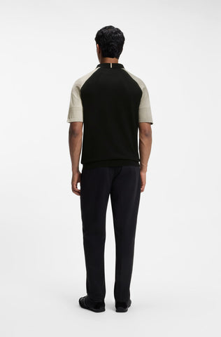 Polo BOSS KN_GOC Swing PS de Punto Color Block – Negro