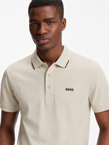 Polo BOSS Swing Paddy Regular Fit de Algodón Stretch – Beige Claro