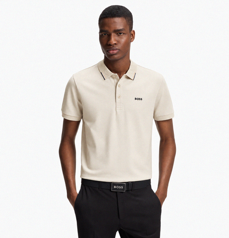Polo BOSS Swing Paddy Regular Fit de Algodón Stretch – Beige Claro