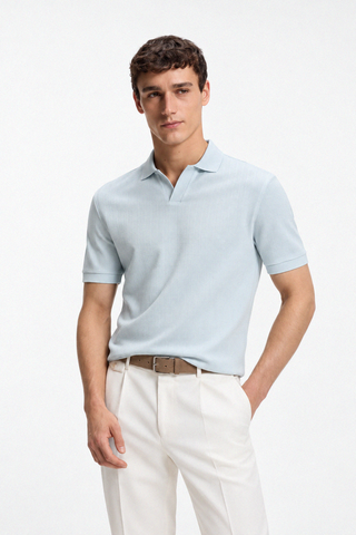 Polo BOSS C-Ponti 118 de Algodón Jacquard – Azul Claro