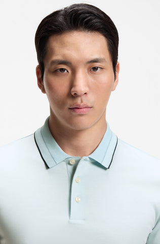 Polo BOSS H-Phillipson 195 Slim Fit de Algodón Mercerizado – Azul Claro