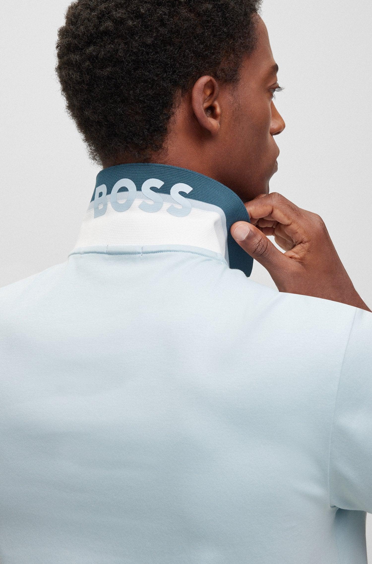 Polo Boss Regular Fit Colour-Blocked Collar Aqua - tiendadicons.com
